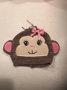 New So Dorable Baby Girl’s Brown Knit MONKEY Beanie Hat, Sz 0-6 Months - Picture 1 of 2