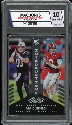 2021 Panini Absolute MAC JONES MGS GRADED 10 GEM MINT #INT-9 NE Patriots ROOKIE - Image 1 of 2