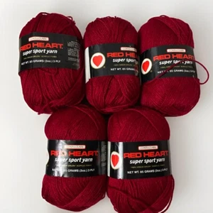 Vintage Red Heart Virgin Orlon Acrylic Super Sport Yarn 5 Skeins Vermilion 918 - Picture 1 of 3