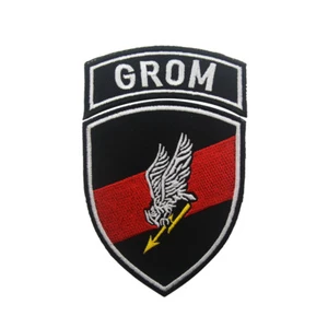 Bestickt Polen Armee Spezialeinheiten GROM Haken Schlaufe Aufnäher Rücken Verschluss Abzeichen - Bild 1 von 5