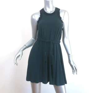 Lanvin Braided Belt Sleeveless Mini Dress Dark Teal Jersey Size Extra Small - Picture 1 of 6