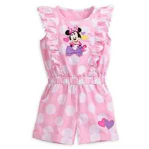 DISNEY STORE MINNIE MOUSE VINTAGE-STYLE WOVEN ROMPER POLKA DOTS RUFFLES SO CUTE - Picture 1 of 2