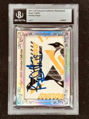 Bryan Trottier 2012 Leaf Masterpiece Cut Signature signed card 1/1 JSA Islanders - Image 1 of 2