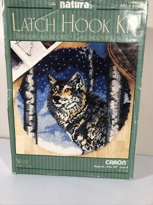 Vintage Nature Latch Hook Kit 28" Craft Kit Wolf Portrait RO64 Caron New - Image 1 of 4