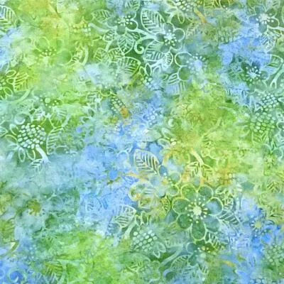 Hawaiian Print Batik, Pua Awapuhi & Melia, Gold, Green & Blue Cotton BTHY or BTY - Image 1 of 4