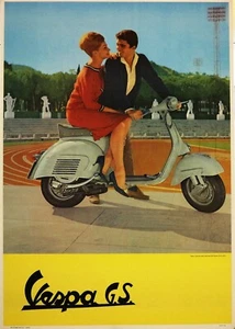 1960ca * Original Manifesto "Vespa GS - Ted Windsor al Foro Italico" Anonymous - Picture 1 of 5