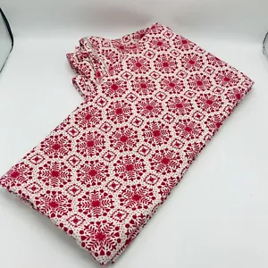 Funda nórdica vintage hecha a mano tamaño completo roja primitiva núcleo de cabaña rojo blanco - Imagen 1 de 10