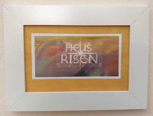 He is Risen Matthew 28:6 hand-lettered calligraphy 5"x7" framed print - Picture 1 of 3