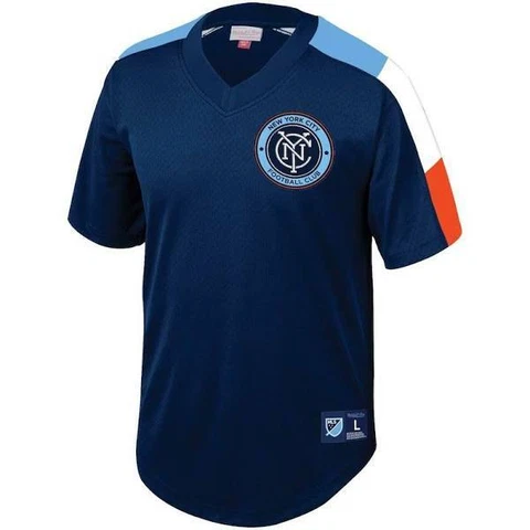 MLS NYCFC Blue Mesh Jersey Mens Sizes V-Neck Jersey Cover