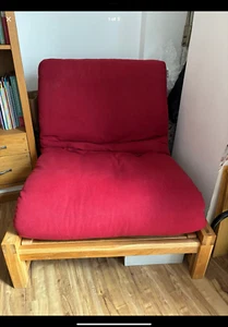 Linear Futon Single Bed Chair - Solid Oak - Picture 1 of 4