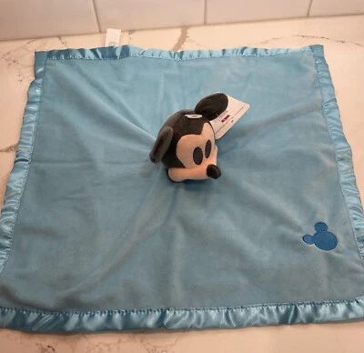 Disney MICKEY MOUSE Bebé Lovey Manta de Seguridad Blankee Azul Felpa Suave Mimosa Foto 1 de 4