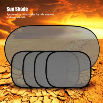 5 Pcs/Set Black Window Mesh Cover Windshield Car Rear Side Sunshade Visor Block - Image 1 of 4