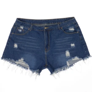 Shein Denim Shorts 4XL (20) Measures W40 Plus Womens Distressed Blue Raw Hem - Picture 1 of 7