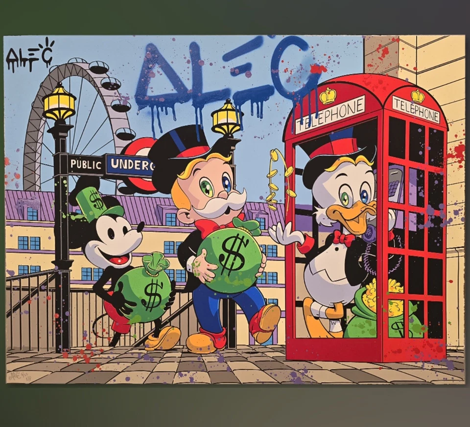 Alec Monopoly $ Team in London Print On Canvas By Inkdrop 24x36” - Image 1 of 1