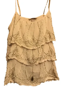 A Ladies Pink Layered Spaghetti Strap Top with Beading in Size 6 By H&M - Picture 1 of 5