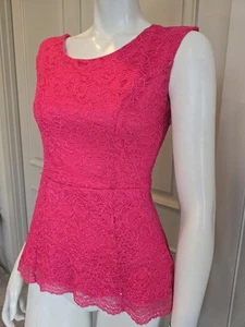 Forever 21 Lace Tot Pink Sleeveless Fitted Peplum Top Sz S - Picture 1 of 11