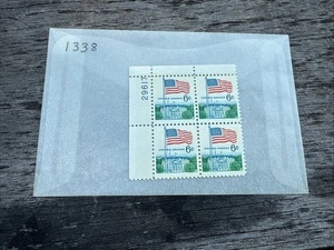 US EFO Stamp 1968 6c Flag Issue Block of 4 Scott # 1338 MNH - Picture 1 of 2