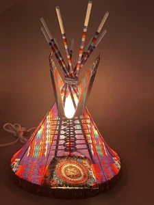 Rare Navajo Lamp, Signed YAZZIE-Diné, Tepee, Unique, Native American, AZ Tipi - Picture 1 of 14