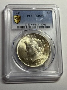 1924 P Peace Silber Dollar PCGS MS65 besseres Datum tolle Prägung - Bild 1 von 4