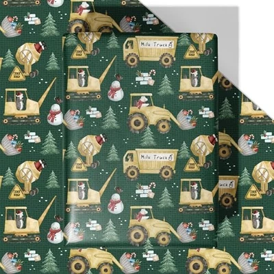  Papel de envolver Navidad para camión de construcción - 4 Jumbo Construcción Navidad Foto 1 de 4