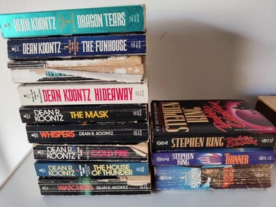 12 Horror Book Lot 9 DEAN KOONTZ and 3 STEPHEN KING Paperback Books Delores  - Image 1 of 4