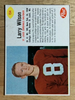 1962 Post Cereal #154 Larry Wilson (EX) - Image 1 of 2