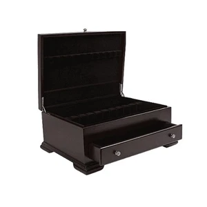 Wallace Dark Walnut Single Drawer Footed Flatware Storage Chest - Picture 1 of 3