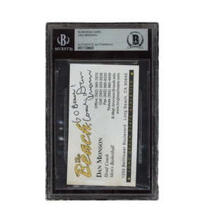 Dan Monson Signed Inscribed Long Beach State Basketball Business Card Beckett - Picture 1 of 2