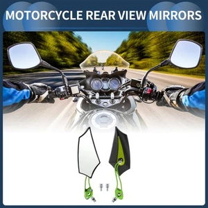 M8/M10 Motorrad Rückspiegel Lenker Spiegel Schwarz Grün Aluminium Legierung - Bild 1 von 7