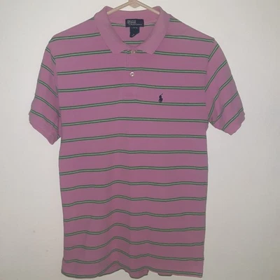 Polo Ralph Lauren Polo Juvenil Grande (14-16) Rosa Con Rayas Verdes Foto 1 de 4