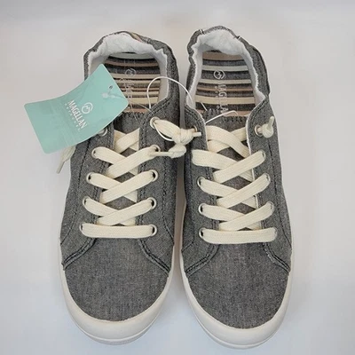 Magellan Outdoors Casual Shoes Womens 9B Gray Canvas Lace Up Comfort Sneaker - Image 1 of 4