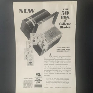 Caja de 50 cajas Gillette vintage 1928 anuncio nuevo - Imagen 1 de 2