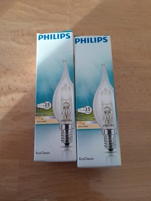 2x Philips Glühbirne Windstoßkerze 28W = 35W E14 klar 370lm warmweiß Dimmbar - Bild 1 von 4