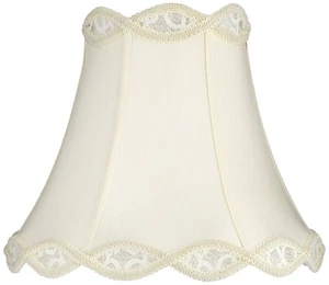 Cream Scalloped Gallery Medium Bell Lamp Shade 7" Top x 14" Bottom x 12.5" High - Picture 1 of 6