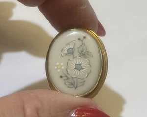 PIN Y COLGANTE VINTAGE LENOX PORCELANA ORO 14K RELLENO PINTADO A MANO - Imagen 1 de 4