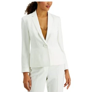 Kasper Women's Crepe One-Button Blazer White Size 8 Office Business Lined - Picture 1 of 9