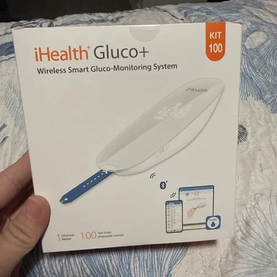 Gluco+ Wireless Smart Blood Glucose Monitor Kit Free App 100 Strip Glucometer - Image 1 of 4