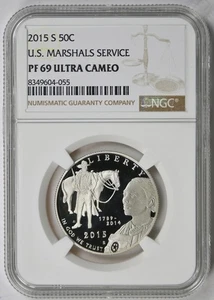 2015-S U.S. Marshals Service Modern Commemorative Half 50C PF 69 Ultra Cameo NGC - Picture 1 of 4