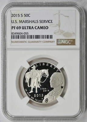2015-S U.S. Marshals Service Modern Commemorative Half 50C PF 69 Ultra Cameo NGC - Image 1 of 4