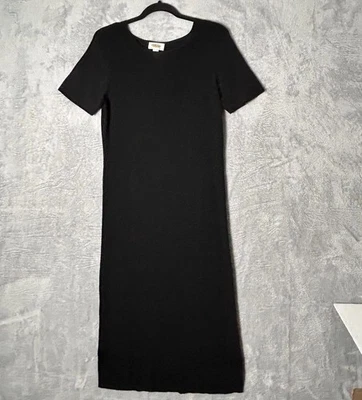 Vintage Talbots Petites Dress Medium Shift Black Knit Wool Blend Midi Pencil - Image 1 of 4