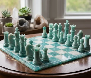 Modern Amazonite Agate Chess Set | Handmade Chess Set For Gifts For Him - Picture 1 of 11
