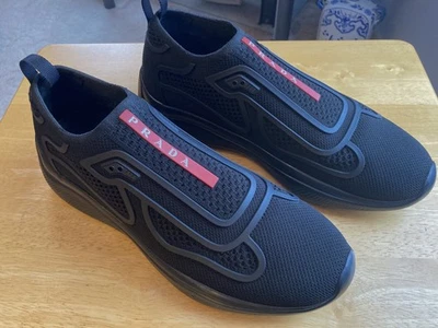 Prada Americad Cup Tech Slip-On Sneakers Men’s size IT6. All black version. - Image 1 of 4
