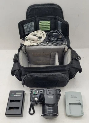 Canon Power Shot SX500 IS w/ Case, Straps & Charger Black Digital Ca (D51119365) - Image 1 of 4