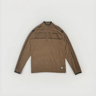 Smartwool 1/4 Zip Pullover Merino Wool Sweater Mens Size Medium Brown & Black - Image 1 of 4