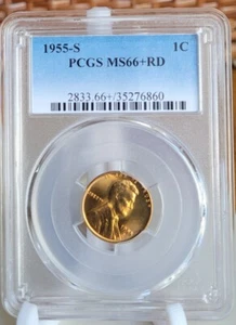 1955-S Lincoln Cent MS66+  RD   PCGS - Picture 1 of 2
