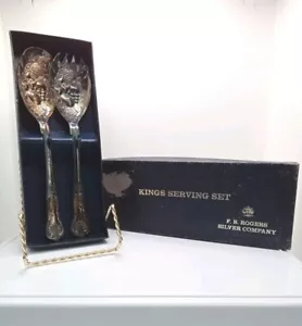 Antikes FB Rogers Kings Muschel Versilbert Salat Servier Set Italien Original Box - Bild 1 von 16