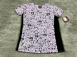 Divine Scrubs by JDM Scrub Top Womens XS Kitten Cat AOP Short Sleeve NWT - Picture 1 of 11