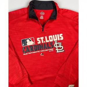NWT St Louis Cardinals Majestic 1/4 Zip Pullover Sweatshirt MLB Women Plus Sz 1X - Picture 1 of 11