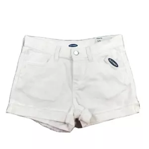 Old Navy Shorts Womens 14 White Cotton Adjustable Waist Cuffed Hot Pants NWT - Picture 1 of 14