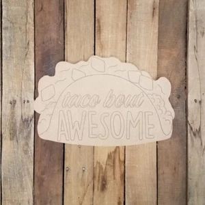Taco Bout Awesome, Mexican Street Food Unfinished Craft, Paint by Line Art Craft - Bild 1 von 1
